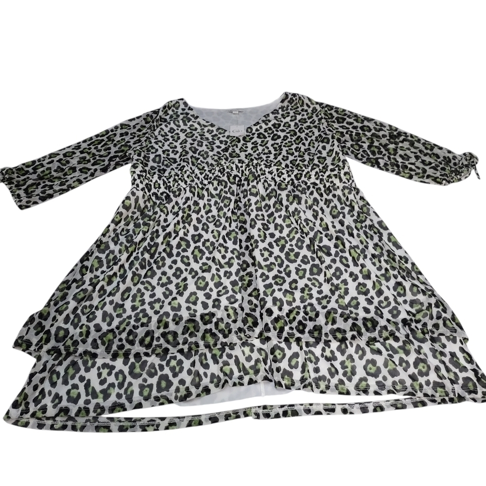 Cato Dress Multicolor Mesh Animal Print V-Neck 3/4 Cut-out Sleeve Sz 22/24W NWT - Picture 9 of 11